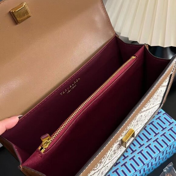 TORY BURCH Brown Old Flower Organ Bag - Picture 7 of 8